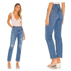 Levi’s 501 High Rise Distressed Straight Leg Jeans